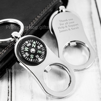 Metal Bottle Opener Compass Keychain