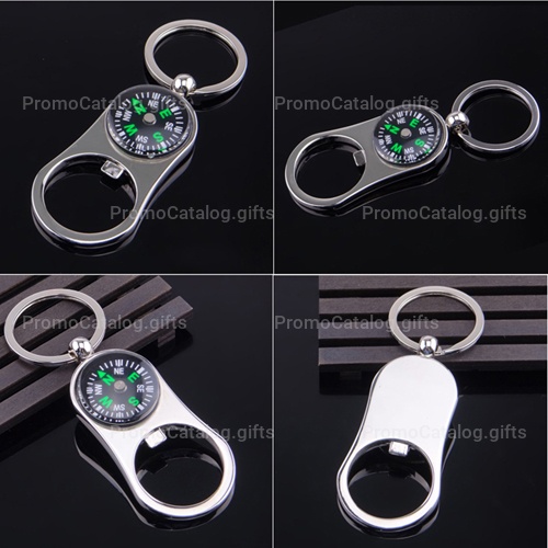 Metal Bottle Opener Compass Keychain