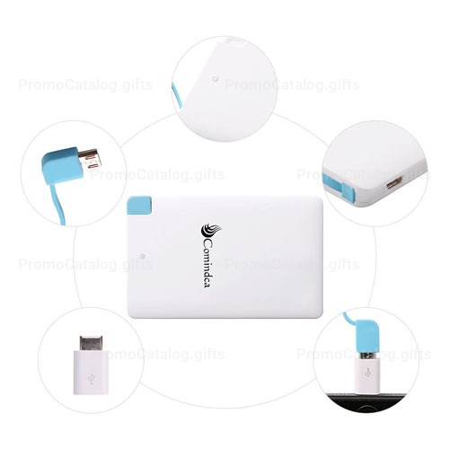2500mAh Credit Card Power Bank With Micro Cable