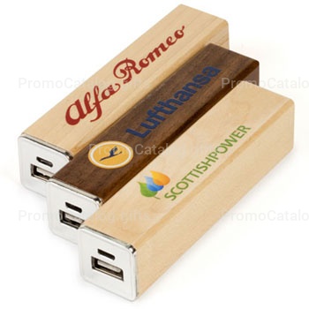 Square Wood 2600mAh Power Bank