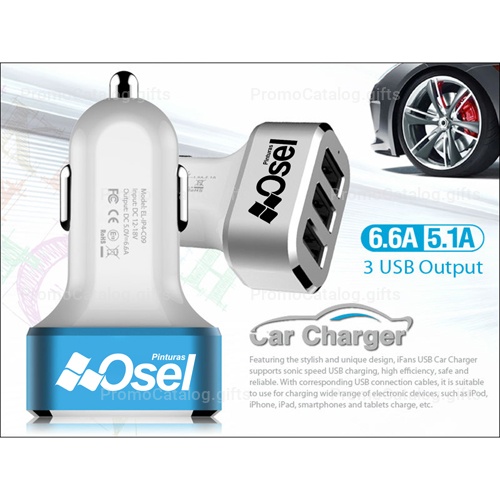Aluminum 3 Ports USB Car Charger