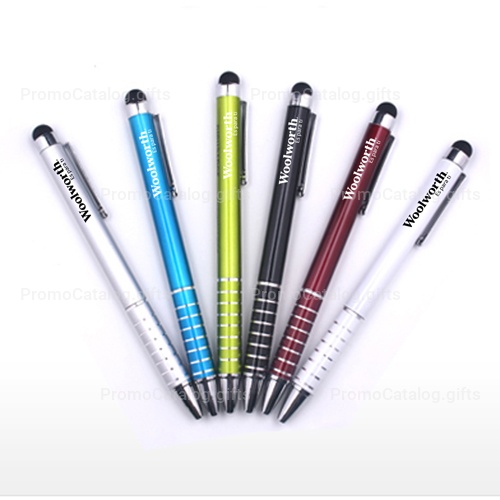Chrome Ring Twist Action Pen With Stylus