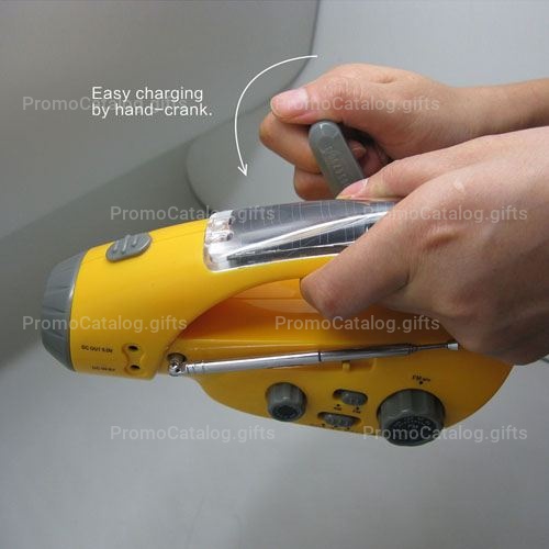 Emergency Portable Solar Power Crank With LED Flashlight