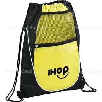 Net Pocket Zipper Personalized Drawstring Backpack