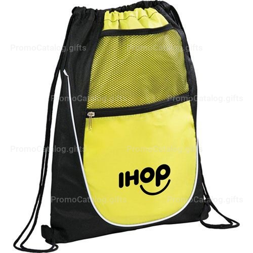 Net Pocket Zipper Personalized Drawstring Backpack