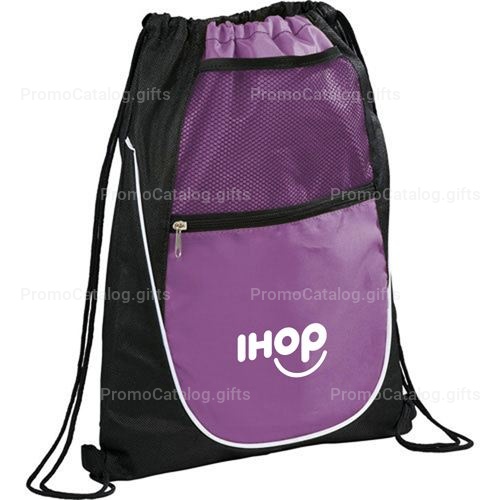 Net Pocket Zipper Personalized Drawstring Backpack