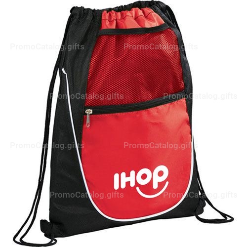 Net Pocket Zipper Personalized Drawstring Backpack