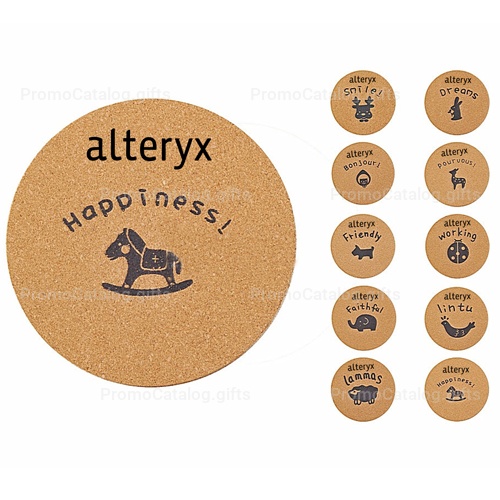 Round Wood Cork Coaster