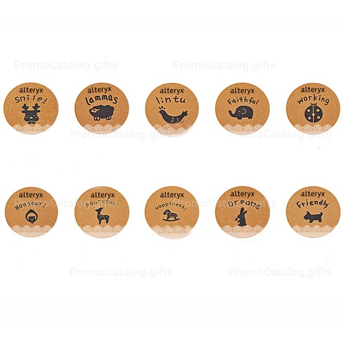 Round Wood Cork Coaster