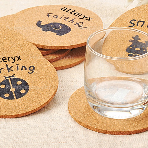 Round Wood Cork Coaster
