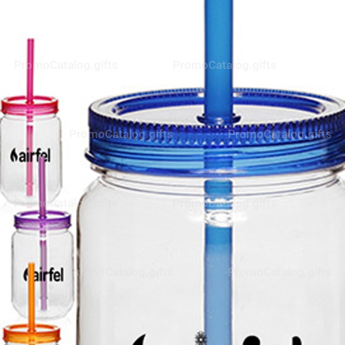 Tritan Single Wall Jar With Straw