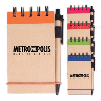 Spiral Bound Kraft Jotter With Pen