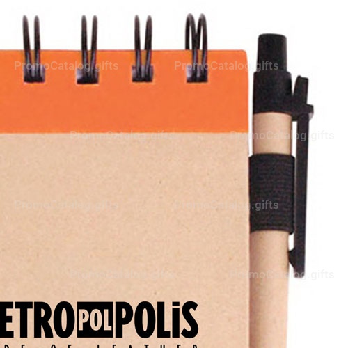 Spiral Bound Kraft Jotter With Pen