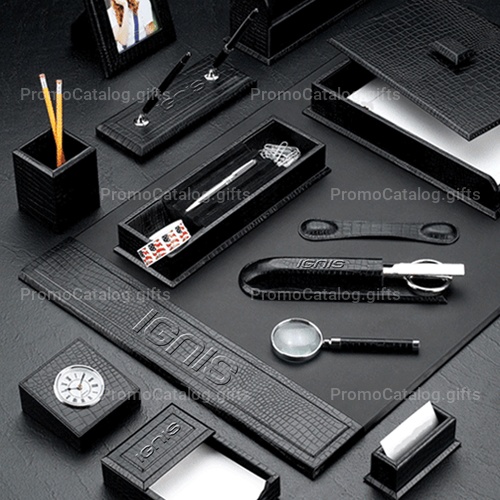 Croco Leather Desk Blotter Accessories Set