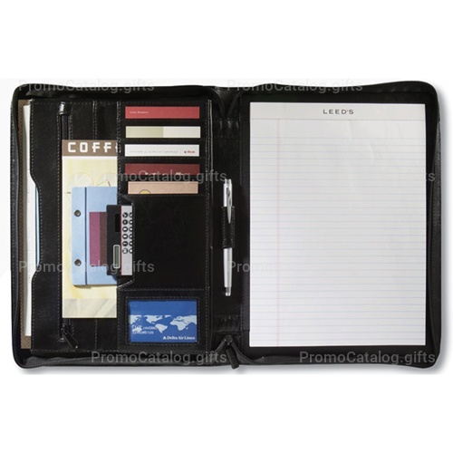 Leather Zippered Portfolio Folder