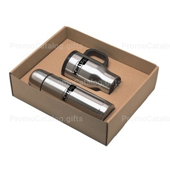 Stainless Steel Flask & Travel Mug Gift Set