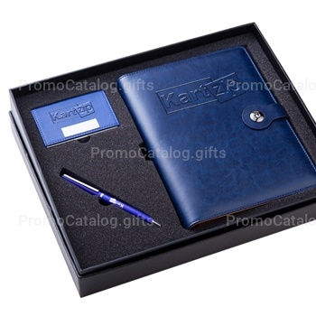Executive Leather Notebook & Pen Gift Set with Card Holder