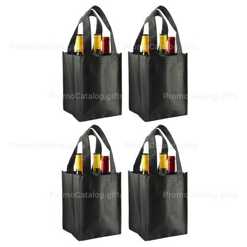 Non-Woven 4 Bottle Wine Tote Bag