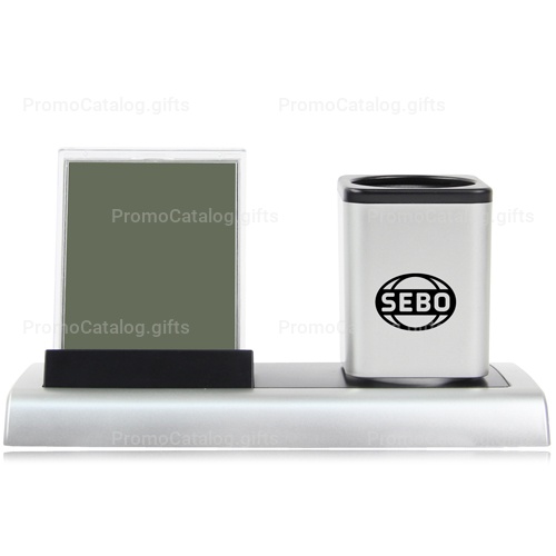 Colorful LED Desk Clock Pen Holder