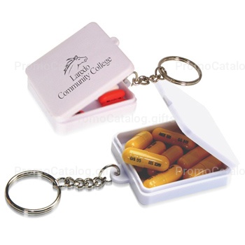 Square Shaped Pill Holder Keychain
